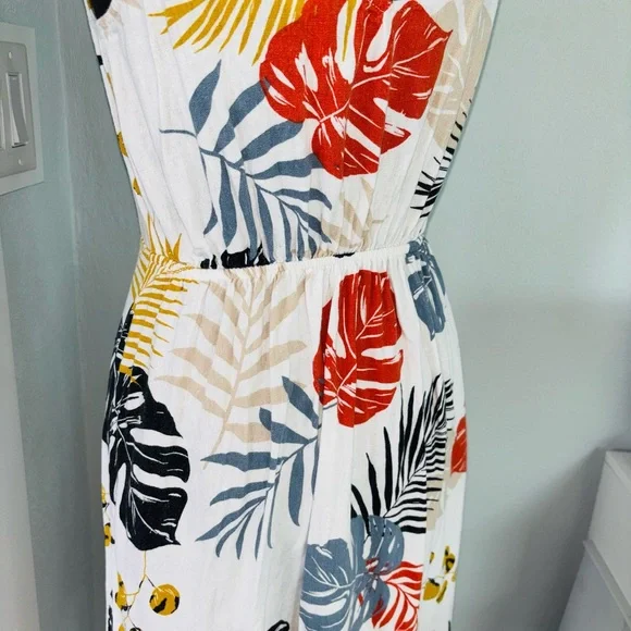 Monteau Los Angeles Women's Rayon Linen Tropical Sleeveless Sun Dress small - Picture 6 of 6